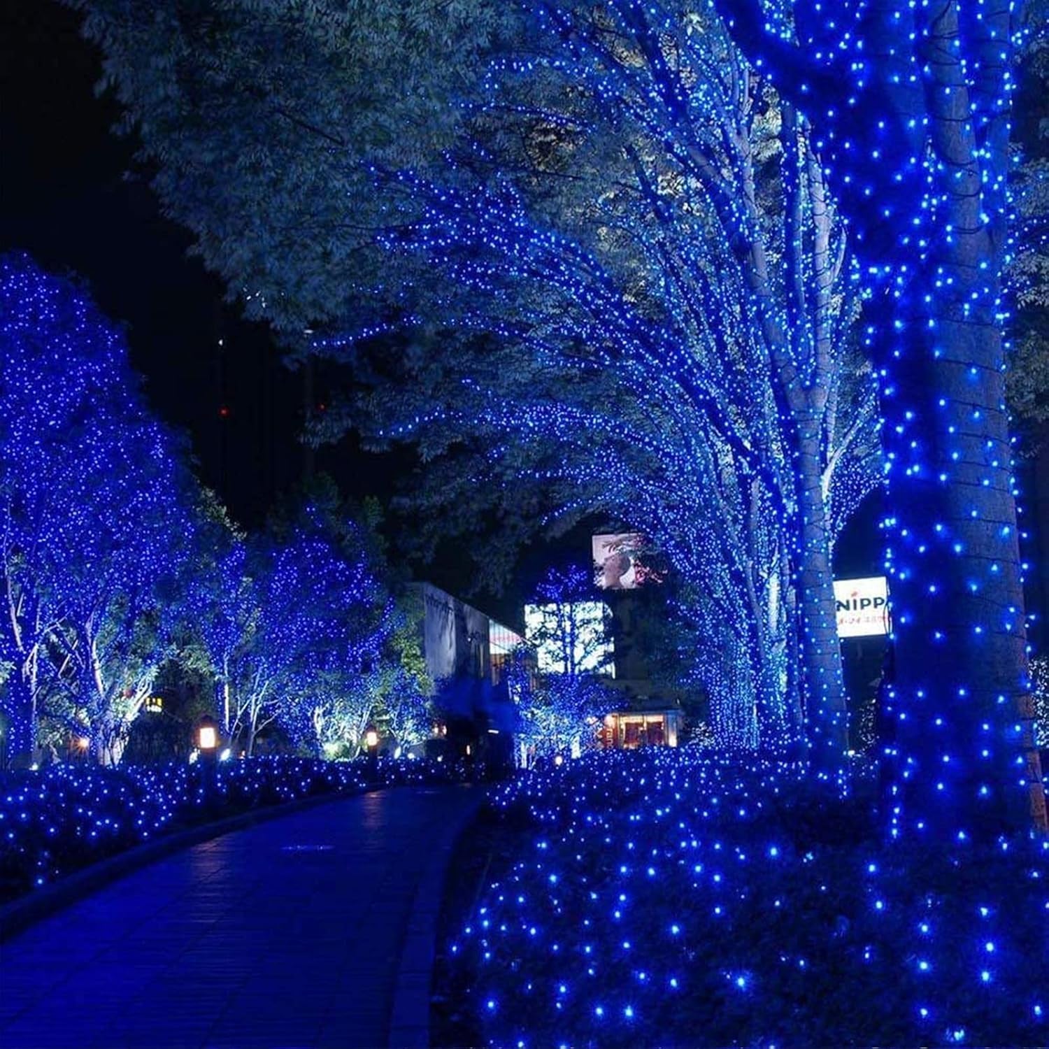 114Ft Christmas String Lights Outdoor, 300 LED Connectable with Timer, 8 Modes Christmas Tree Fairy Twinkle Lights for Garden, Wedding, Indoor Outdoor Xmas Blue Decorations