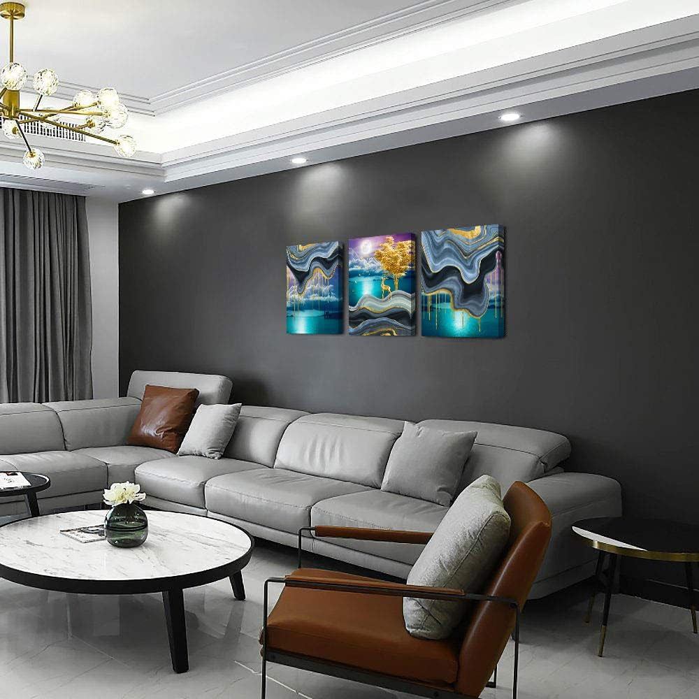 Canvas Wall Art for Bedroom Wall Decor for Living Room Modern Bathroom Canvas Art Kitchen Green Abstract Pictures Artwork Wall Paintings Decor Ready to Hang Room Home Decorations 12" X 16" 3 Pieces