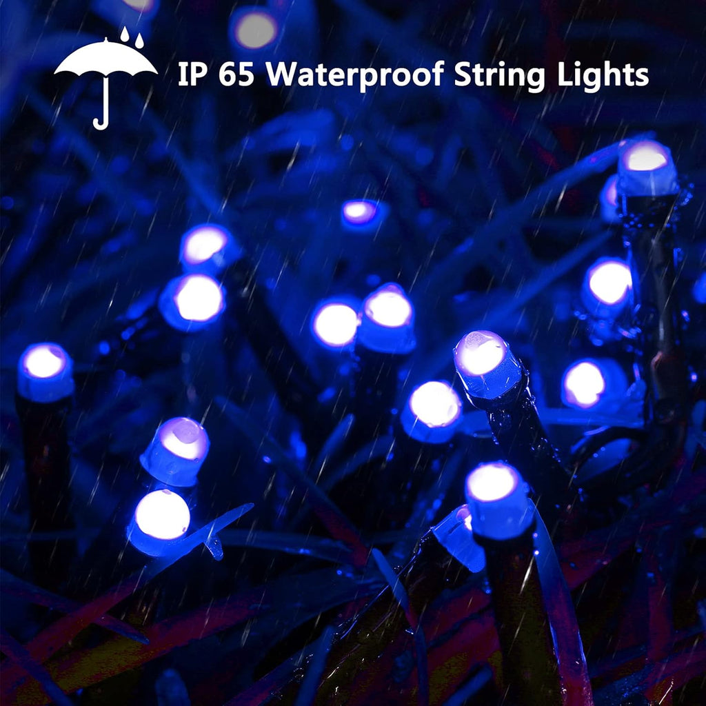 114Ft Christmas String Lights Outdoor, 300 LED Connectable with Timer, 8 Modes Christmas Tree Fairy Twinkle Lights for Garden, Wedding, Indoor Outdoor Xmas Blue Decorations