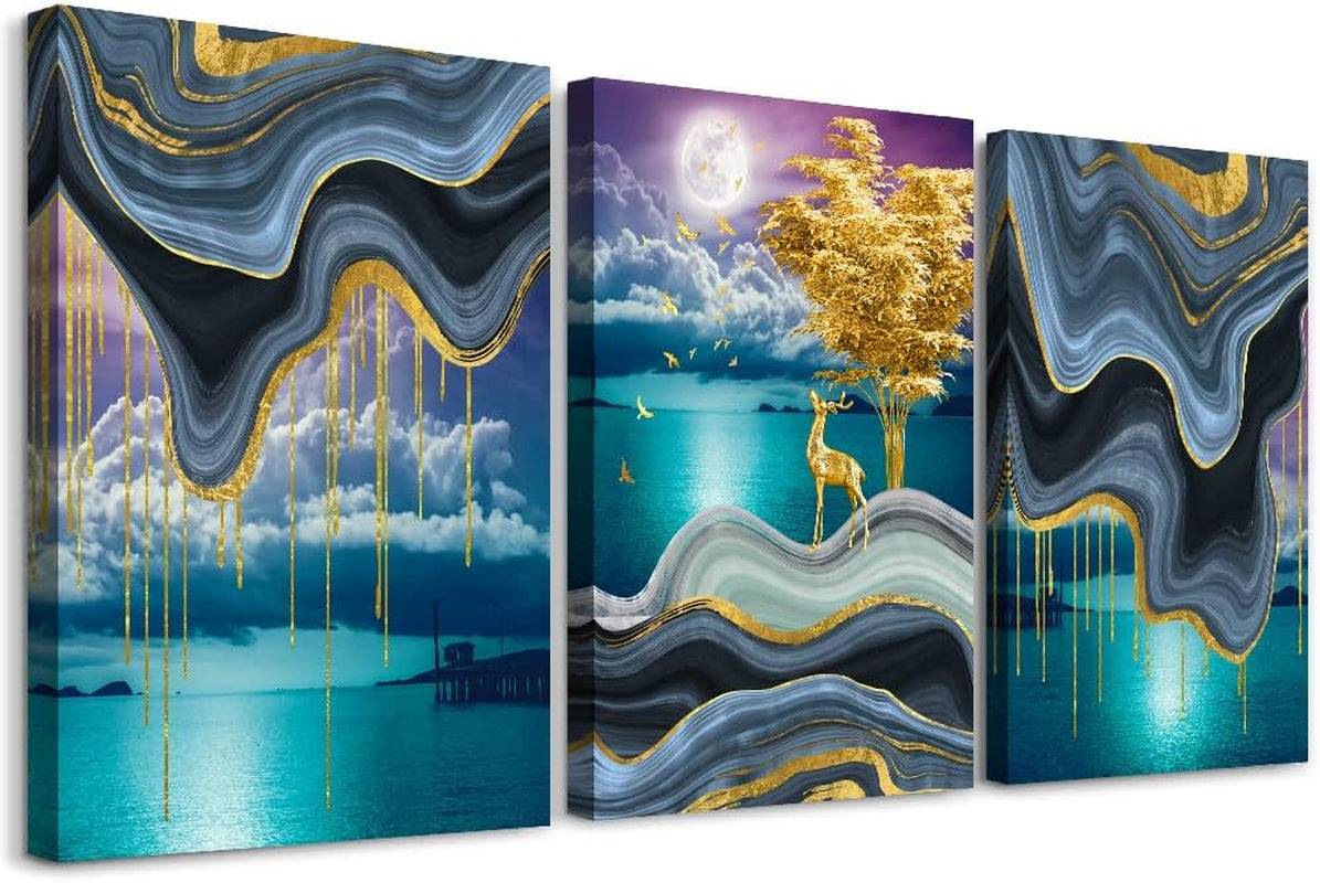 Canvas Wall Art for Bedroom Wall Decor for Living Room Modern Bathroom Canvas Art Kitchen Green Abstract Pictures Artwork Wall Paintings Decor Ready to Hang Room Home Decorations 12" X 16" 3 Pieces