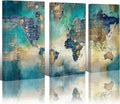 Canvas Wall Art for Living Room - World Map Wall Decor - Large Wall Art for Bedroom - Office Artwork - Map Wall Art 16"X32" 3 Piece Canvas Wall Art