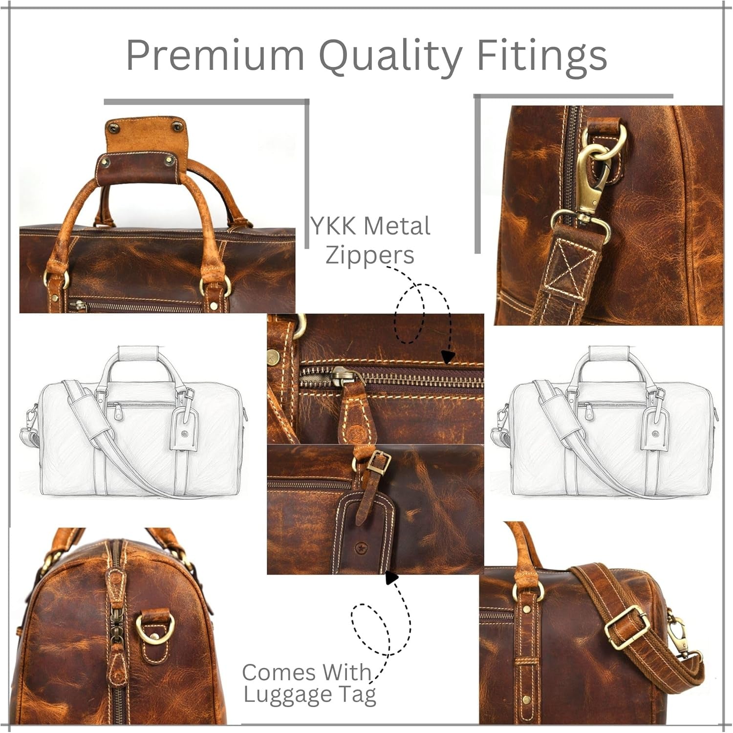 Leather Duffel Bag for Men & Women Travel, Weekend, Overnight, Gym Bag