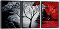 Extra Large Size Framed Canvas Art Prints Wall Art the Cloud Tree Abstract Pictures Paintings for Living Room Home Office Decorations Contemporary Artwork 3 Panels Black Frame