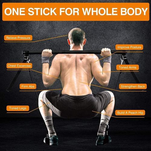 Adjustable Pilates Bar Kit with Resistance Bands,Portable Yoga Exercise Sticks&2 Sets Stackable Resistance Bands for Toning Muscle,Legs,Butt.Stretched Fusion Pilates Home Gym,Full Body Workout