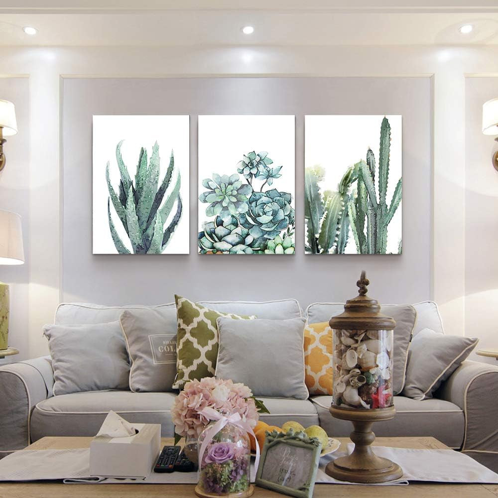 Canvas Wall Art for Living Room Bathroom Wall Decor for Bedroom Kitchen Artwork Canvas Prints Green Plant Flowers Painting 20" X 28" 3 Pieces Modern Framed Office Home Decorations Family Picture